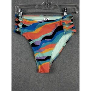 Born Primitive Bikini Bottom Womens Small Multicolor High Rise Strappy Swim NWOT